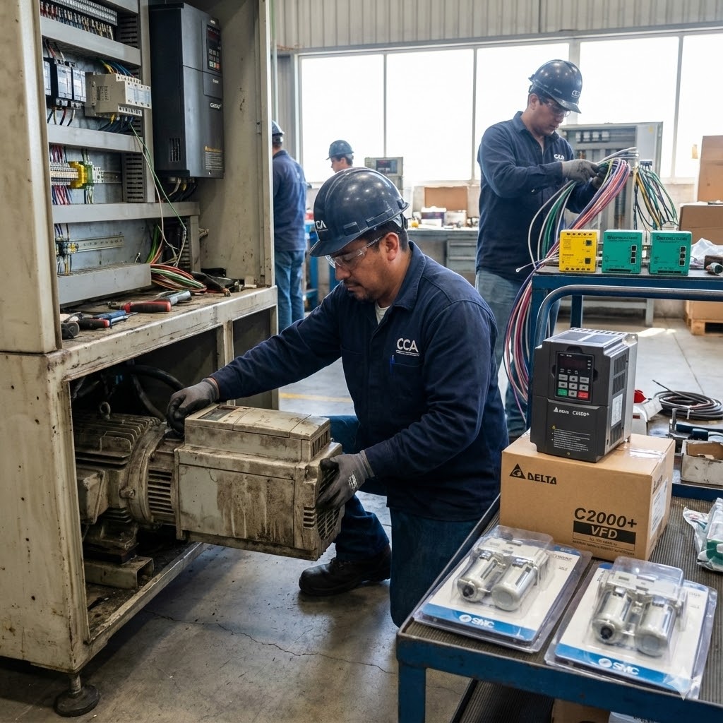 Proceso de reemplazo de marcas industriales
